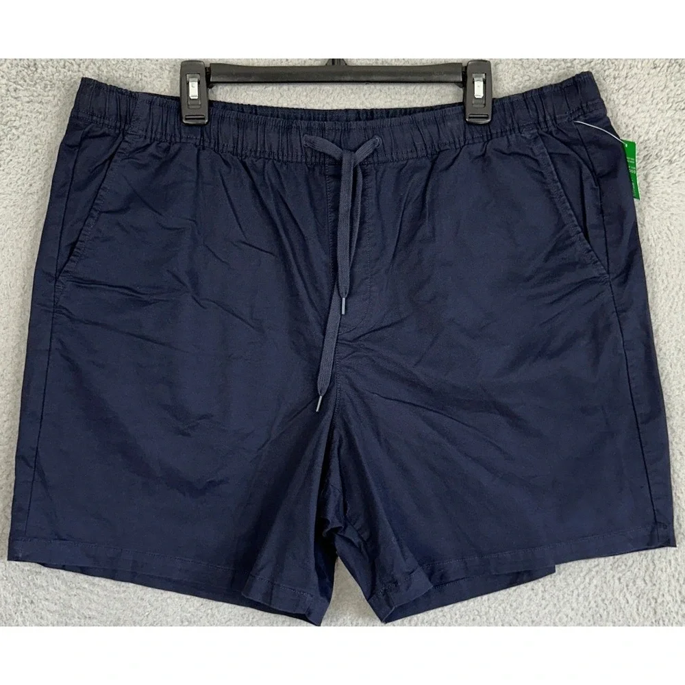 NEW GAP Shorts Mens XL Navy Blue Casual Pull On Chino Stretch Waist Drawstring